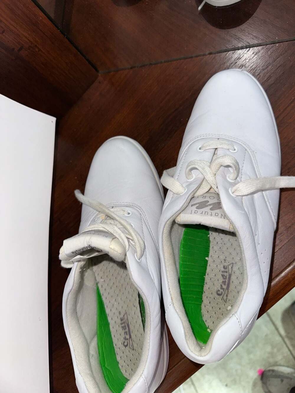Natural Sport Cradle Walking Shoes White Leather Comfort Sneakers